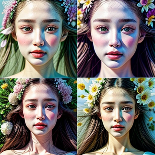 { NSFW | (((No clothes))) }, (Only face and flowers in composition), (masterpiece, top_quality, beautiful and aesthetic:1.2), ((Ultra-detailed:1.35)), (Acutance:0.85), (Photorealsitic, HyperRealism:1.37), (colorful), (many colors:1.28), { (petals1.5) }, ( Dazzling Self-Luminous floral background:1.4), (((Close-up girl))), (((Extremely detailed NOGIZAKA face variations))), All Faces surrounded by flowers, (Radiant PearlSkin, Elaborate detailed Eyes with sparkling highlights), (Space Filled with all flowers), { (Bodies covered with fresh flowers:1.28) | (Flower outfits made from fresh flowers) | (invisible body:1.4) }, ((open_mouth)), (body:-1) .