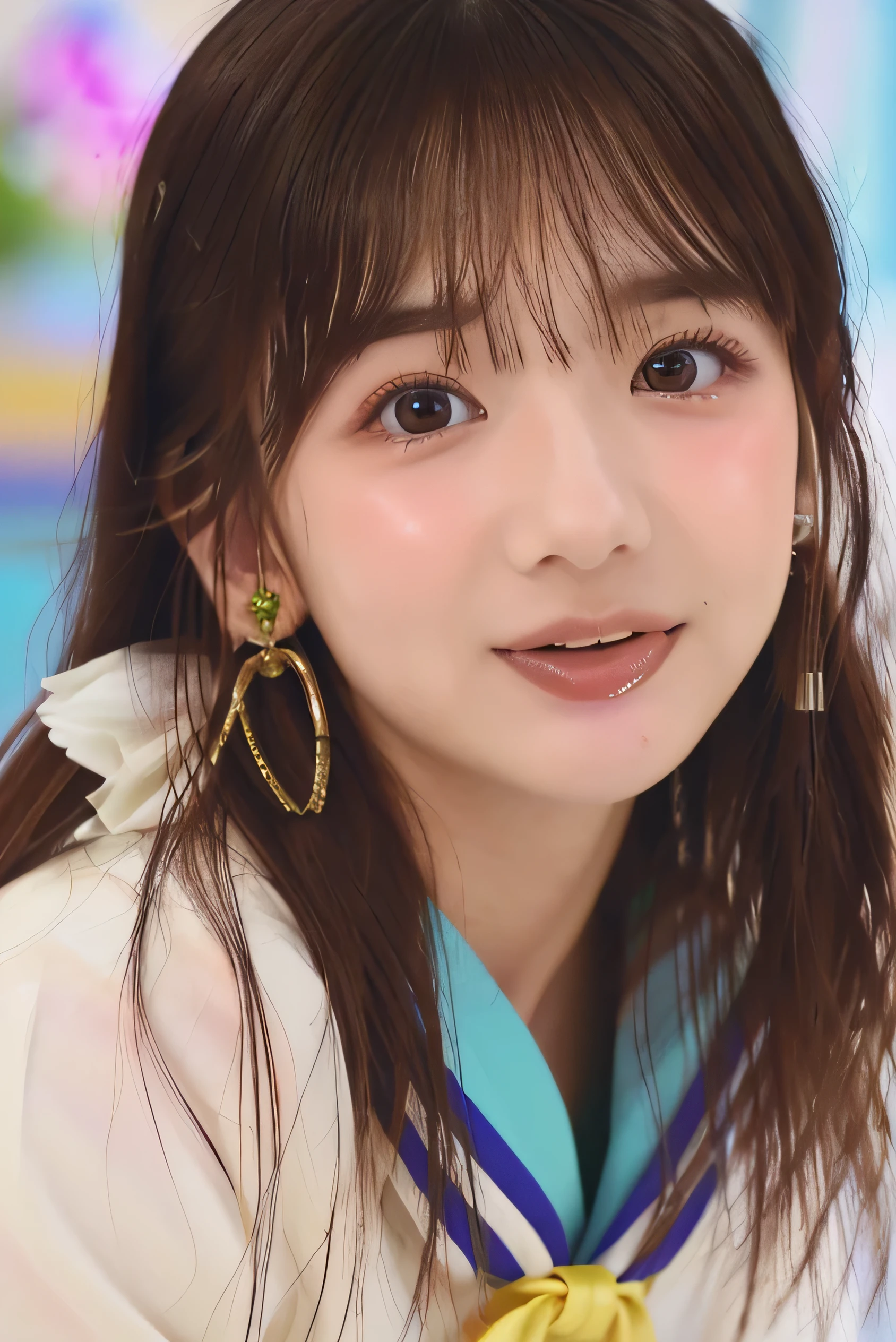 (Highest Resolution, clear_Image 1.2) 、(Beautiful girl with golden ratio face)、(-yeld gi、(Very lively eyes、wolf eyes 1.2)、wonderful, Tabletop, Attention to detail, Lip gloss、(((Twin-tailed rabbit style)))、Very beautiful girl、 alone, Beautiful girl like a model、(Long sleeve sailor suit、Very fine pleated scarf, Beautiful and exquisite, Attention to detail nose,((((Licking tongue)))、Top quality photo masterpiece、Amazing realism photography、Surrealist female portraits by David Hockney and Alphonse Mucha,(((Looking into the camera)))、((((Serious Eyes)))、(((Add highlights to the eyes)))、(((Looking into the camera)))、Smile happily,Perfect Makeup,smile,(14-year-o gi(Veryvely eyes、wolf eyes 1.2)、