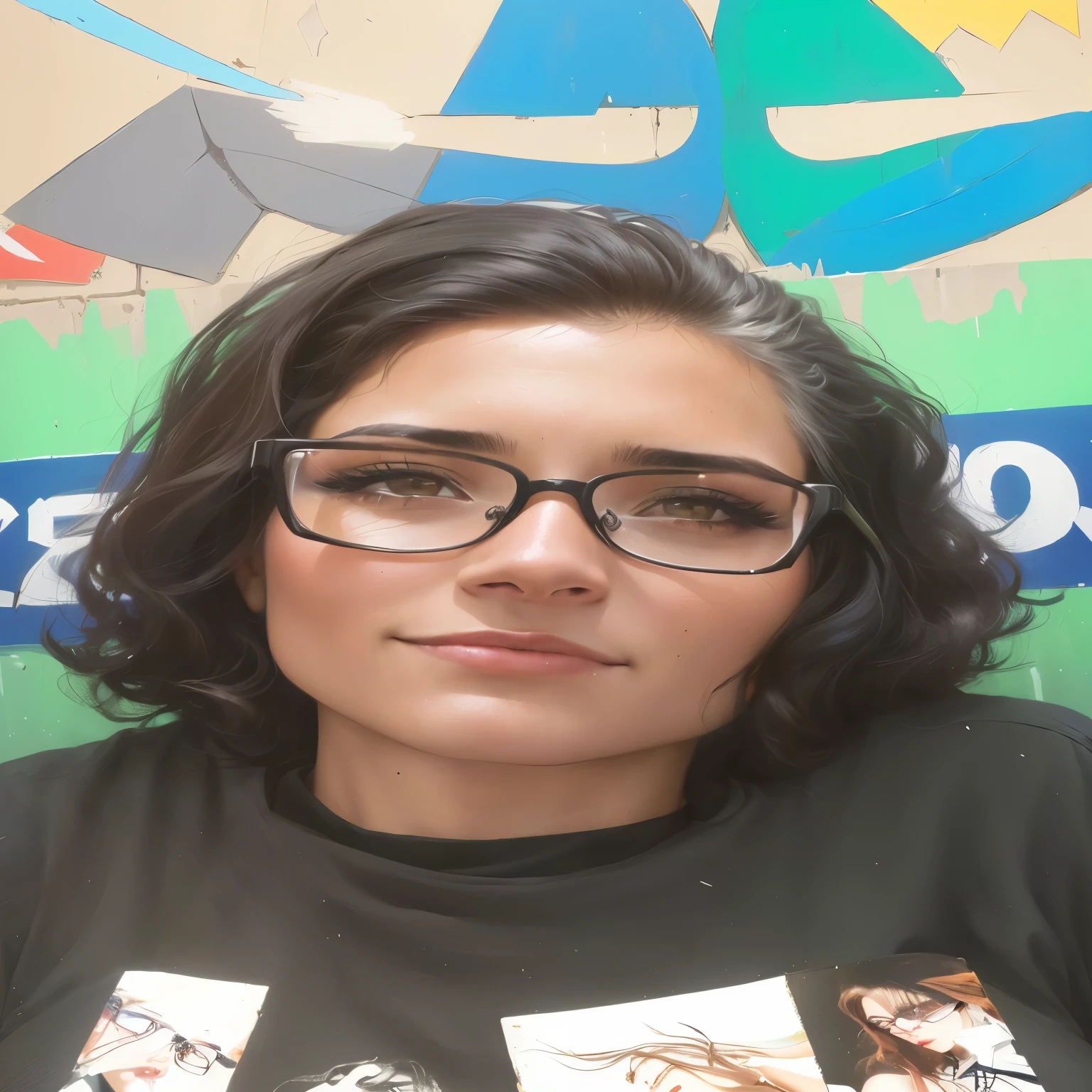 there is a woman with glasses sitting in front of a wall, fernanda suarez, malika favre, imagem frontal, taken at the beginning of 2020, Sandra Chevier, magda torres gurza, Lorena Avarez, powder Nándor Katona, Retrato frontal, Magalie Villeneuve, looking directly at the camera, Andreia Rocha
