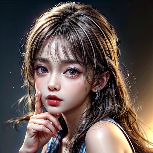 (highest quality,Super detailed,Physically Based Rendering:1.2), (RAW, Realistic, Photorealistic:1.37), (Acutance:0.85),Portraiture,Beautiful young woman with Delicate facial features,Soft lighting, ((Playfully licking finger with tongue, Gently placing a finger in the mouth)), (Close-up shot of sensual lips),Cheeks turn slightly red,A gentle and captivating gaze, cute BabyLike finger . Studio gray background, Light Particles, many blurred colorful Lights (dazzling bokeH) . BREAK . (((NOGIZAKA face variations))) Extremely Detailed very KAWAII face variations, elaborate detailed Eyes with (sparkling highlights:1.2), (Voluminous long eyelashes:0.9)、Glossy RED Lips with beautiful details, Coquettish tongue, Rosy cheeks, Radiant PearlSkin with clear transparency, (Natural:0.7) Detailed FlawlessSkin with glowing DowneyHair . { (Dynamic LifeLike expressions) | :d) }, (large eyes:-1) . mouth_hold