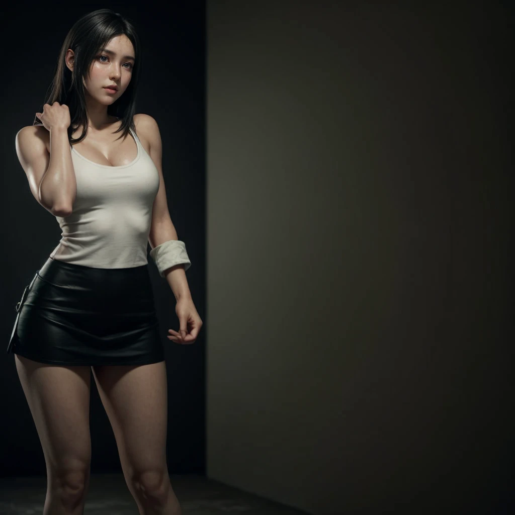 Tifa lockhart, (best quality,ultra-detailed,Realistic:1.37),beautiful detailed face,Perfect symmetry,perfectly shaped body,Perfect makeup,vivid colors,studio lighting
