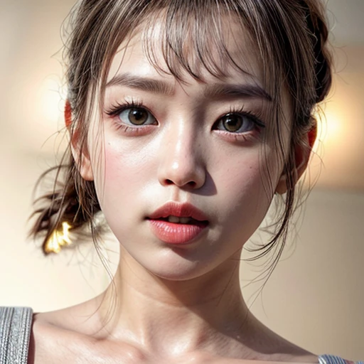 (highest quality,Super detailed,Physically Based Rendering:1.2), (RAW, Realistic, Photorealistic:1.37), (Acutance:0.85),Portraiture,Beautiful young woman with Delicate facial features,Soft lighting, ((Playfully licking finger with tongue, Gently placing a finger in the mouth)), (Close-up shot of sensual lips),Cheeks turn slightly red,A gentle and captivating gaze, cute Like finger . Studio gray background, Light Particles, many blurred colorful Lights (dazzling bokeH) . BREAK . (((NOGIZAKA face variations))) Extremely Detailed very KAWAII face variations, elaborate detailed Eyes with (sparkling highlights:1.2), (Voluminous long eyelashes:0.9)、Glossy RED Lips with beautiful details, Coquettish tongue, Rosy cheeks, Radiant PearlSkin with clear transparency, (Natural:0.7) Detailed FlawlessSkin with glowing DowneyHair . { (Dynamic LifeLike expressions) | :d) }, (large eyes:-1) . mouth_hold