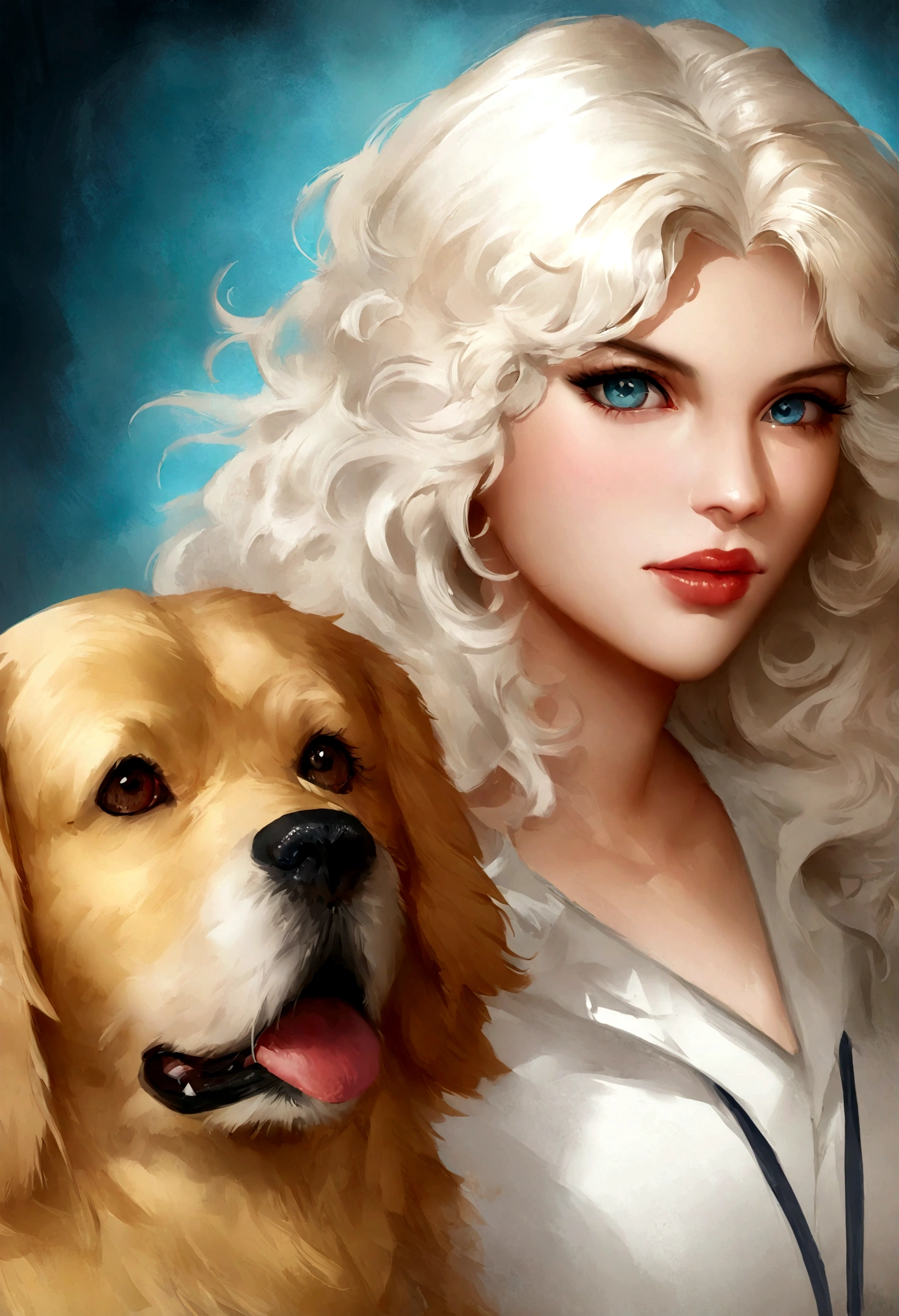 linda pintura digital, bela arte digital detalhada, retrato de criatura premiada, realistic illustration, arte digital 4k altamente detalhada, realista altamente detalhado, very pintura digital detalhada, highly pintura digital detalhada, highly pintura digital detalhada, arte de fantasia hiperrealista, pintura digital detalhada, realistic fantasy illustration, golden retriever, rosto limpo, fundo png