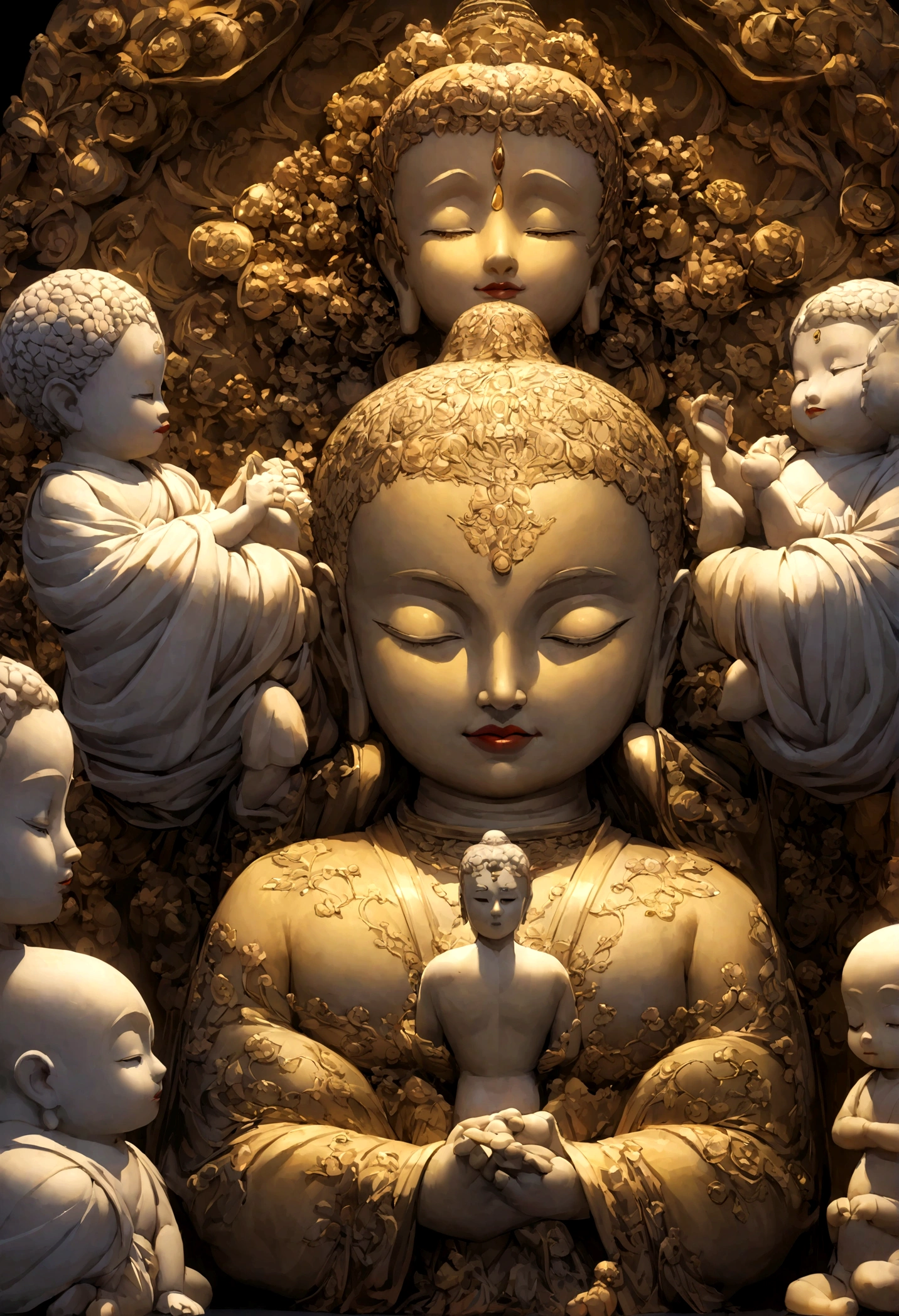 Using dolls and statues imitating the poses of Buddha、Reproduces the image of Buddha in zazen meditation。
