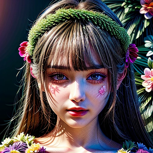 { NSFW | (((No clothes))) }, (Only face and flowers in composition), (masterpiece, Highest quality, beautiful and aesthetic), ((Ultra-detailed:1.35)), (Acutance:0.85), (Photorealsitic, HyperRealism:1.37), (colorful), (many colors:1.28), (((petals ))), ( Dazzling Self-Luminous floral background:1.4), (((Close-up girl))), (((Extremely detailed NOGIZAKA face variations))), All Faces surrounded by flowers, (Radiant PearlSkin, Elaborate detailed Eyes with sparkling highlights), (Space Filled with all flowers), { (Bodies covered with fresh flowers:1.28) | (Flower outfits made from fresh flowers) | (invisible body:1.4) }, (((Flower Leis))), (body:-1) .