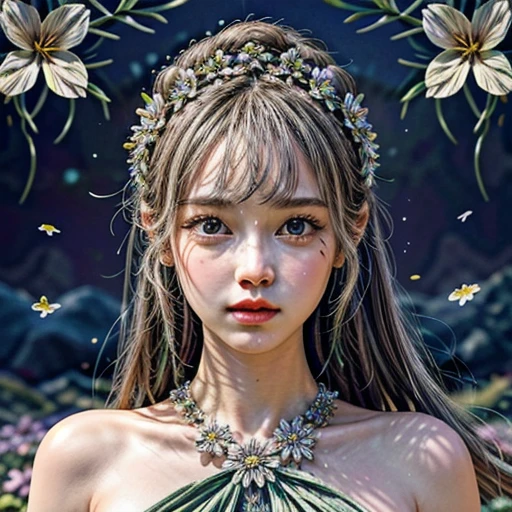 (Only 3 faces and flowers in composition:1.5), (masterpiece, top quality, Surrealism, concept art, beautiful and aesthetic:1.2), (((Extremely detailed NOGIZAKA face variations))), All Faces surrounded by flowers, Ultra-detailed,(colorful:1.1),(zentangle), (Dazzling Self-Luminous floral background:1.3), (Radiant PearlSkin, Elaborate detailed Eyes with sparkling highlights), (many colors:1.4), (Space Filled with all flowers:1.5), (Not visible girl's body because covered by real flowers:1.5), (body:-1) .