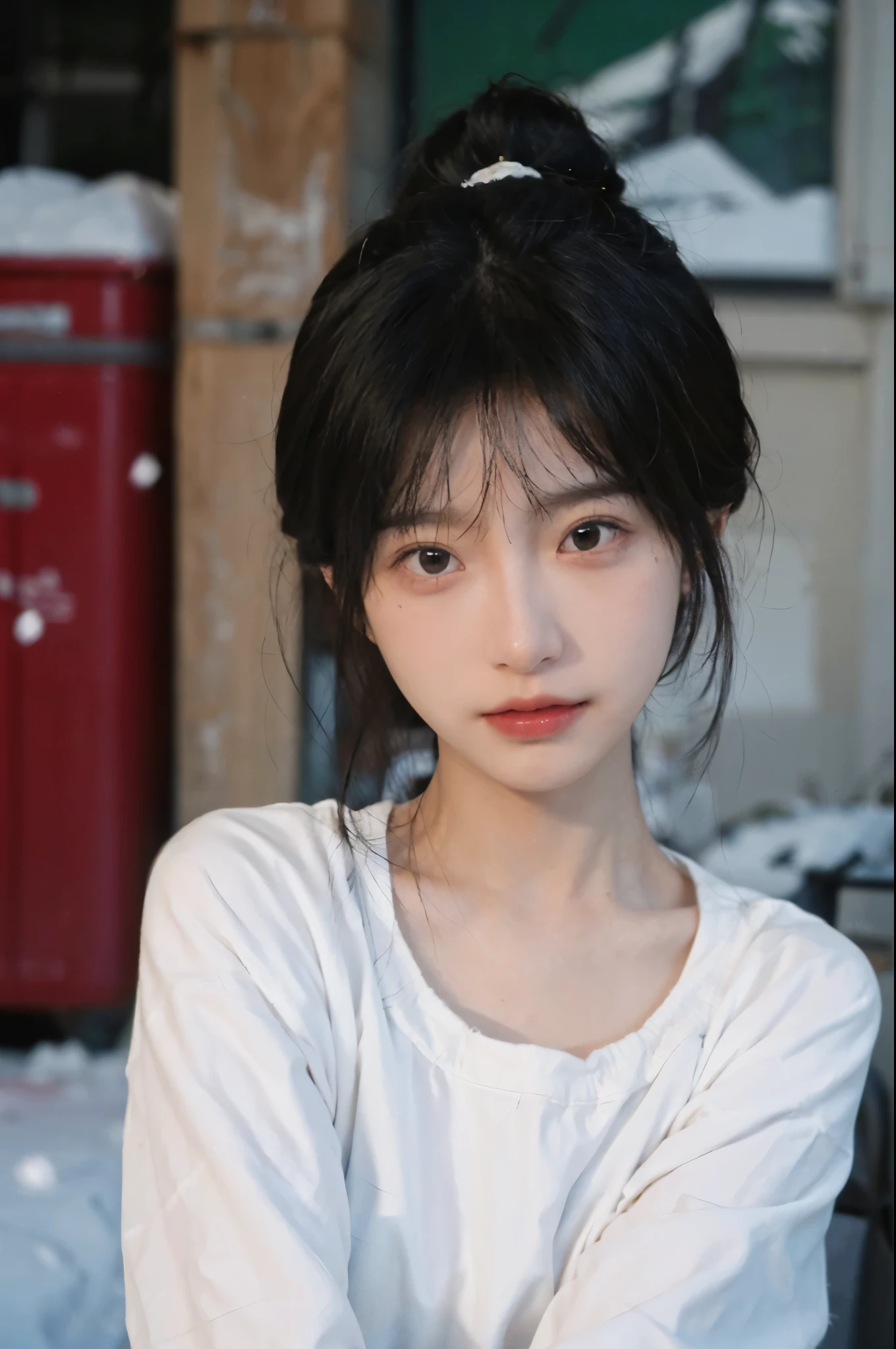 Best quality,Ultra-high resolution,(lifelike:1.4),Cute hairpin,2girll,Sparkling eyes,Short blue hair,jk,Snow-white skin,Blush,Slim beauty:1.4,,At school,Ultra-fine face,Exquisite eyes,Double eyelids,