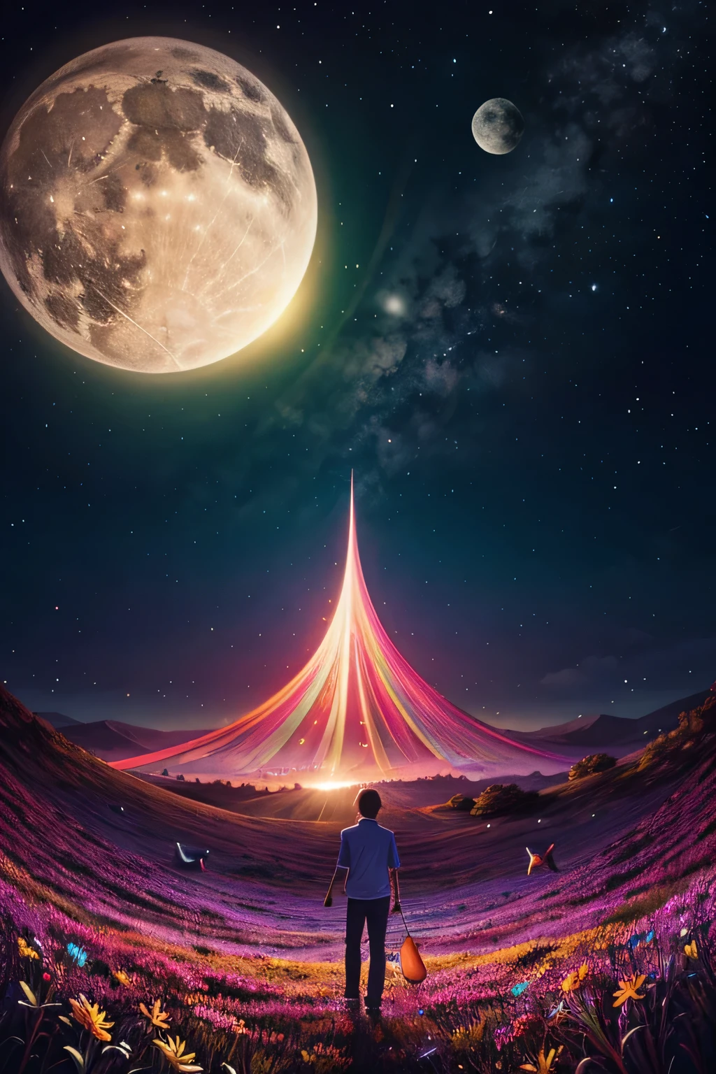 Create a vibrant illustration art of dream night