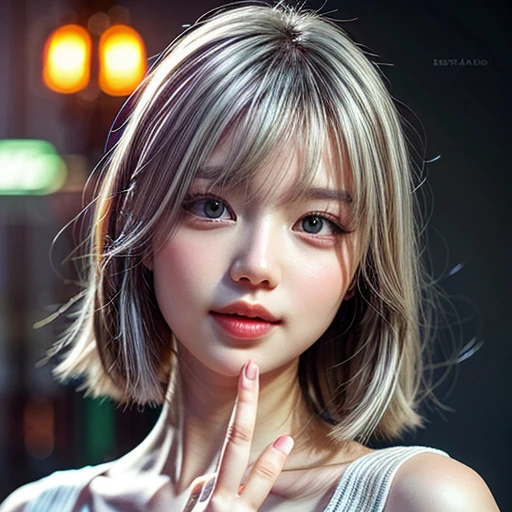 (highest quality,Super detailed,Physically Based Rendering:1.2), (RAW, Realistic, Photorealistic:1.37), (Acutance:0.85),Portraiture,Beautiful young woman with Delicate facial features,Soft lighting, ((Playfully licking finger with tongue, Gently placing a finger in the mouth)), (Close-up shot of sensual lips),Cheeks turn slightly red,A gentle and captivating gaze, cute BabyLike finger . Studio gray background, Light Particles, many blurred colorful Lights (dazzling bokeH) . BREAK . (((NOGIZAKA face variations))) Extremely Detailed very KAWAII face variations, elaborate detailed Eyes with (sparkling highlights:1.2), (Voluminous long eyelashes:0.9)、Glossy RED Lips with beautiful details, Coquettish tongue, Rosy cheeks, Radiant PearlSkin with clear transparency, (Natural:0.7) Detailed FlawlessSkin with glowing DowneyHair . { (Dynamic LifeLike expressions) | :d) }, (large eyes:-1) . mouth_hold, ((Different types of Unusual hair color)),