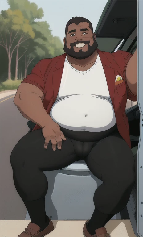 Detailed Belly Dynamic Image, apenas um umbigo na barriga, (Obra de arte), (extremamente complexo:1.3), (realista), Just chubby chubby, (((Daddy Chubby Bear gay weighing 197 kilos of body mass. he is gesturing with his hands towards the viewer ))), Just chubby chubby extremely thick thighs large belly chubby wearing suit jacket custom blazer, unbuttoned, tie, black socks, naked, wearing only white swim trunks, old black African man with smiling eyes, he is a truck driver, he is sitting in the car seat with the door open, wearing only red or white or yellow swim trunks, he is caressing himself with his hands down, touching his groin he is very sweaty feeling very horny and pleasure, masturbation in the car, table, high quality, highly detailed, intense scene, solid, Reality scenario, courageous, for a sexy and fat 50 year old bearded man, full of sweat, all over his body , plump, chubby Big belly, ((wearing suit jacket, custom blazer, unbuttoned, tie, black socks, naked, wearing only white trunks, old man)), dazed face, open legs, in the darkness, view from below, 60 year old truck drivers fat bodies, truck driver, messy and wavy hair, truck driver, wearing only yellow or white or red swim trunks, unbuttoned t-shirt, open t-shirt, in the middle, wearing an open red plaid shirt, large, strong body, belly, hair cut at the sides sides and spiked from above, Truck driver; Black pants with open zipper at the bottom,8K,Full body photography full body image