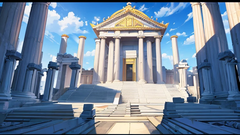 Greek temple background, multiple angles, children's book style, simple, fullcolor, 2D background, with background characters from the era without taking center stage, close-up view of Greek pillars, outside the temple