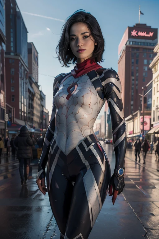 Highest image quality，Outstanding details，Ultra-high resolution，one-girl，Female Counter-Strike，Mecha pie，Robust body，Sexy and robust，Detailed abs，Detailed muscle lines，dynamicposes，the night，Future city street view background，neonlight，sense of science and technology，future-tech，Very detailed cyberpunk style，cyber punk perssonage，Highly detailed Counter-Strike uniforms，Highly detailed helmet，Police badge，Highly detailed guns，Highly detailed police equipment，frontage，Full body photo，Look from the bottom up，look from down, looki at viewer