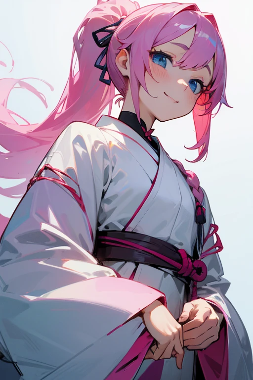 Sister Character、Pink Hair、Tied in a ponytail、delicate、masterpiece、cute、A seductive smile、Japanese、Clothes、beautiful、Full Color、chest、From below、Focus on the eyes、Long Hair、woman、young、Pale, gentle blue eyes、Sister Character