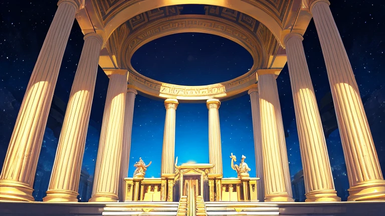 three Greek pillars Doric, Ionic and Corinthian, the three Greek orders,Greek temple background, multiple angles, children's book style, simple, fullcolor, 2D background, with background characters from the era without taking center stage, close-up view of Greek pillars, highly detailed,masterpiece,photorealistic,vibrant colors,warm lighting,classical architecture,classical greek, ornamental pillars, fantasy, conceptart, old time greek