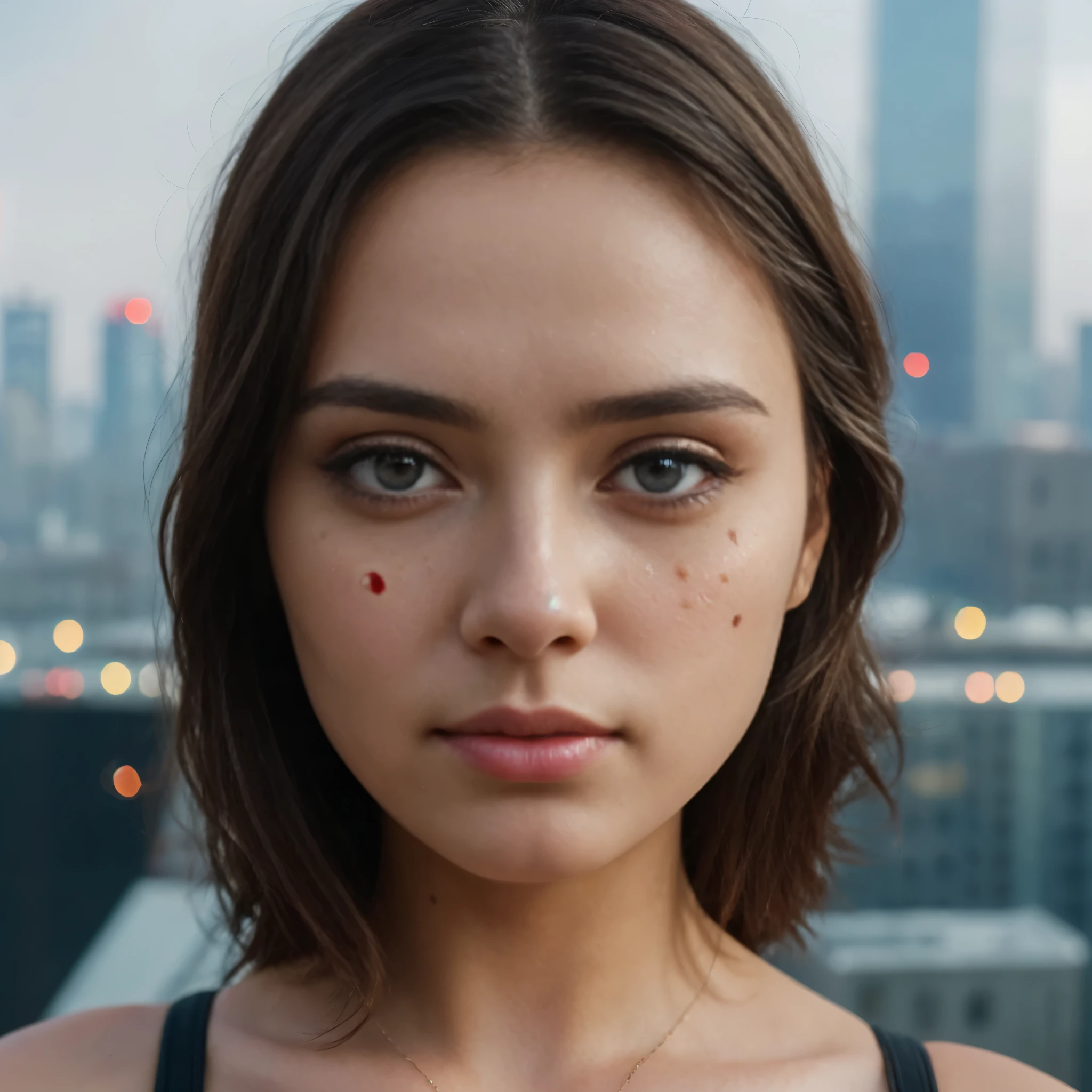(1girl:1.3), Solo, (((Very detailed face)))), ((Very detailed eyes and face)))), Beautiful detail eyes, Body parts__, Official art, Unified 8k wallpaper, Super detailed, beautiful and beautiful, beautiful, masterpiece, best quality, original, masterpiece, super fine photo, best quality, super high resolution, realistic realism, sunlight, full body portrait, amazing beauty, dynamic pose, delicate face, vibrant eyes, (from the front), She wears Spider-Man suit, red and black color scheme, spider, very detailed city roof background, rooftop, overlooking the city, detailed face, detailed complex busy background, messy, gorgeous, milky white, highly detailed skin, realistic skin details, visible pores, clear focus, volumetric fog, 8k uhd, DSLR, high quality, film grain, fair skin, photo realism, lomography, futuristic dystopian megalopolis, translucent