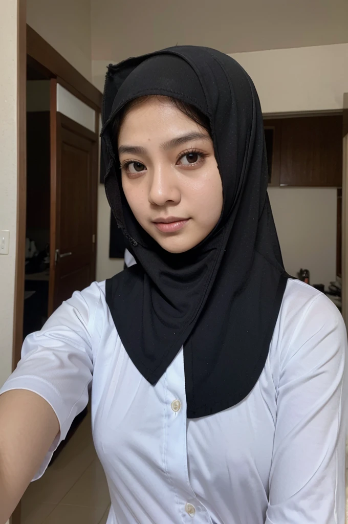0% mirip buatan ai,100% keliatan selfie,,cewek berhijab sedang selfie