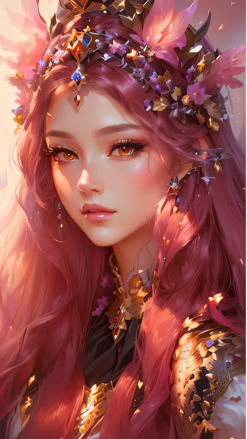 Close-up of a long-haired woman wearing a crown, ((Beautiful Fantasy Empress)), 8k high quality detailed art, Fantasy art style, Beautiful Fantasy Empress, beautiful Fantasy Portrait, Beautiful fantasy art portrait, Beautiful character drawings, Gweiz-style artwork, Heavenly Beauty, Beautiful fantasy art, Digital fantasy art ), Beautiful anime portraits, Fantasy Portrait