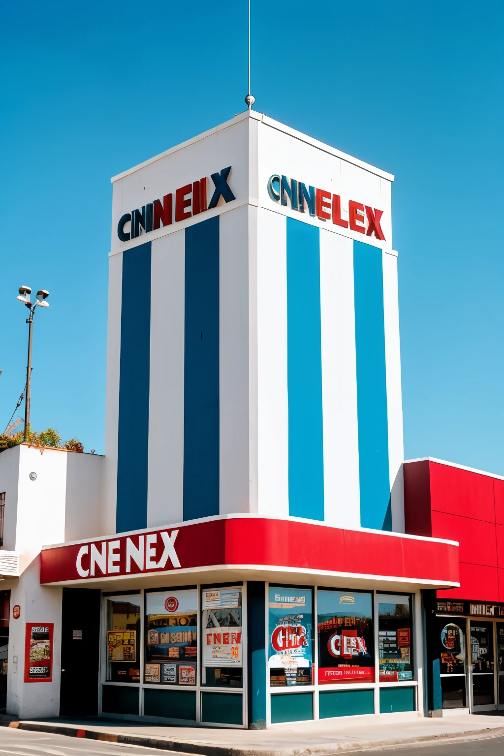 un local de cine que tenga letrero con nombre de "CineFLIX" , con estas medidas 564 x 1006