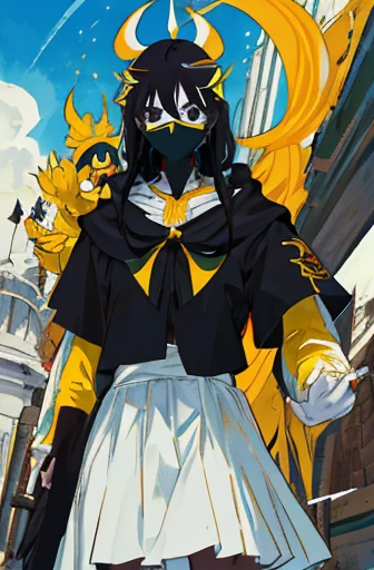 obra maestra, mejor calidad, high resolution, Alta calidad, 1 chico, solo, enfoque masculino, mirando al espectador, cuerpo completo , cabello negro, anime, mascarilla de conejo negro
