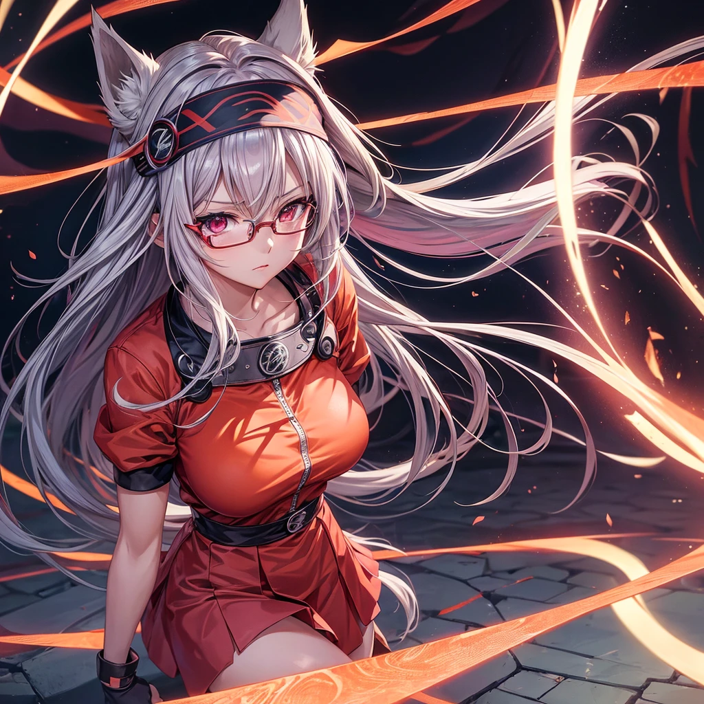 anime girl with glasses and long hair, anime visual of a cute girl, anime style. 8k, pin on anime, anime vibes, anime style 4 k, anime moe artstyle, anime aesthetic, anime girl desktop background, anime visuals, anime girl with real hair, ethereal anime, anime girl with long hair, beautiful anime portrait , anime , Naruto, Naruto anime, Sharingan background, at night, dark , Sharingan , wearing Naruto headband fox ears and tail　Spread your legs　Lightning is falling　Large Breasts