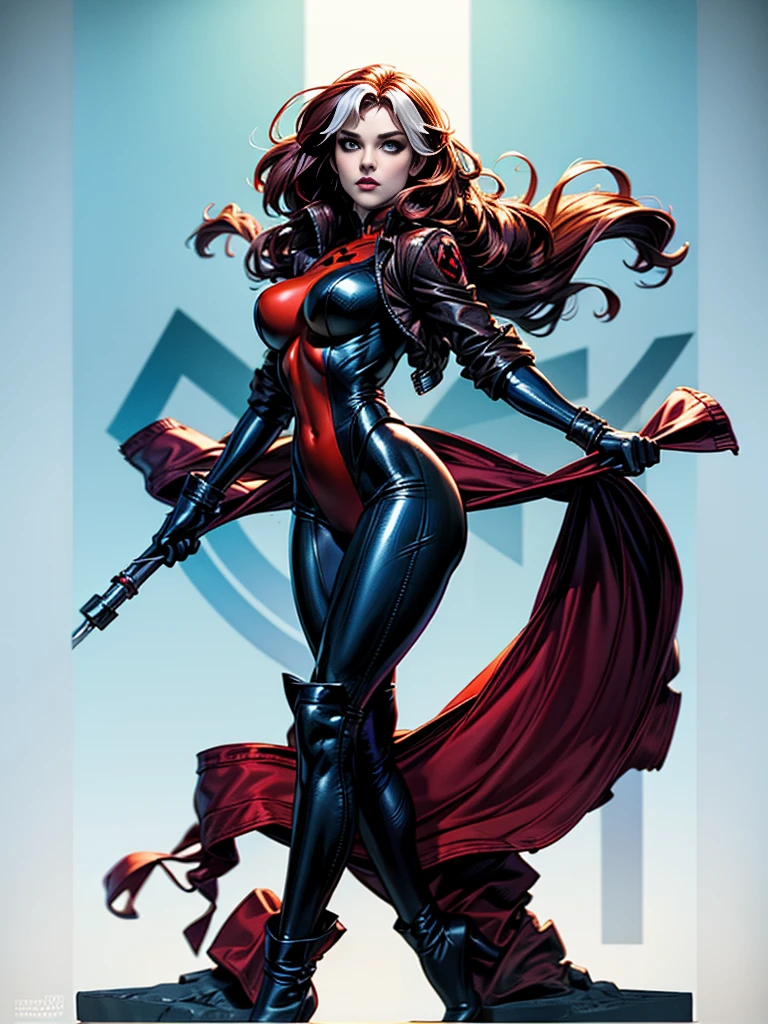 Bryce Dallas Howard、masterpiece、High quality 4K、villain (X-Men)、Gothic Girl、Sculpted Body Gothic Makeup、Black jacket、Red and blue bodysuit、masterpiece、highest quality、Cowboy Shots、one personの女の子、one person、Technology Military Bodysuit、fringe