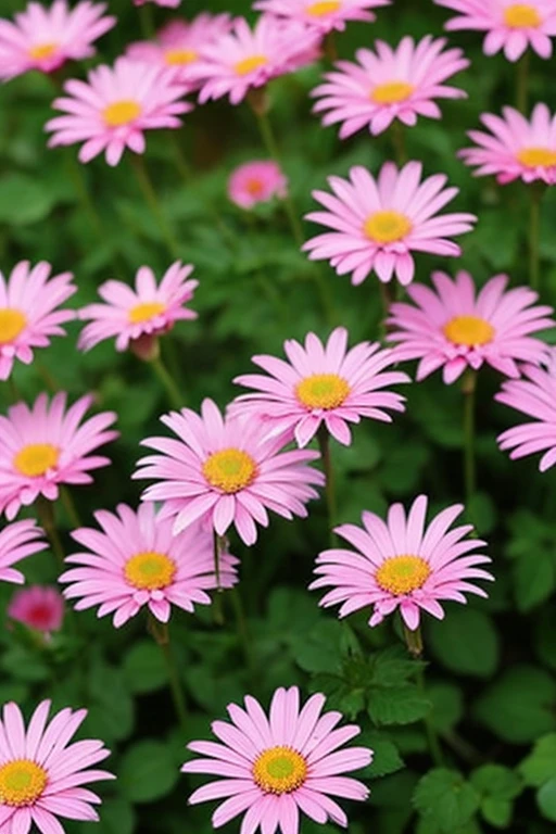 Pink daisies are beautiful, the flowers can be seen clearly, the rain is falling in the morning.