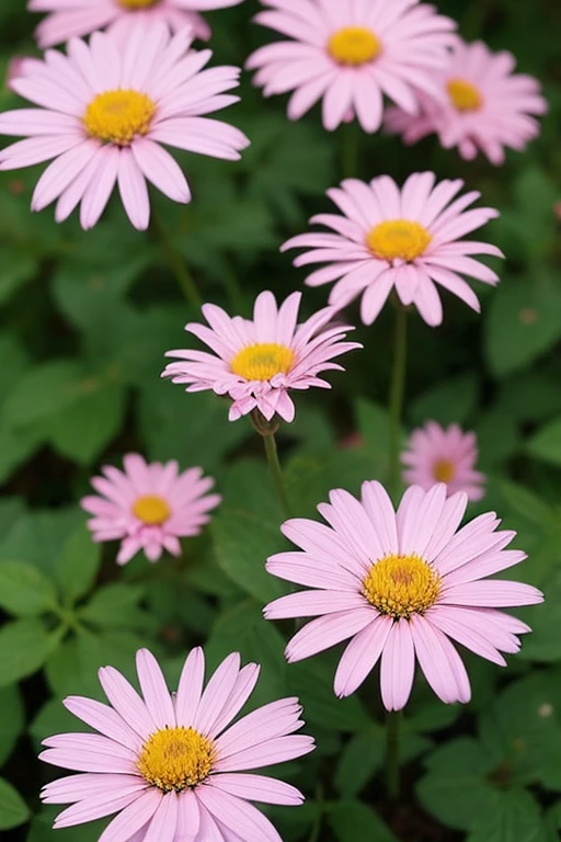 Pink daisies are beautiful, the flowers can be seen clearly, the rain is falling in the morning.