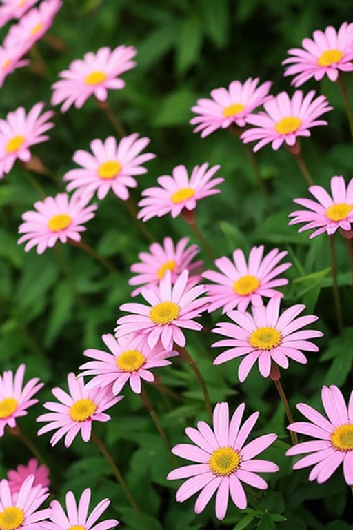 Pink daisies are beautiful, the flowers can be seen clearly, the rain is falling in the morning.