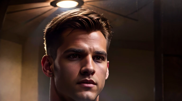 a handsome man, detailed face, beautiful brown eyes, sharp jawline, muscular body, stylish haircut, 1 man, digital art, cinematic lighting, dramatic shadows, hyper realistic, 8k, photorealistic, chiaroscuro, oil painting, vibrant colors, moody lighting, elegant pose, cinematic mood, heroic, powerful, intense, atmospheric, full body