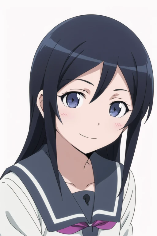 alone, One girl, View Viewer, 2D, anime, anime coloring, Upper Body, (Simple Background, White background:1.3), ayase aragaki, , serafuku, smile