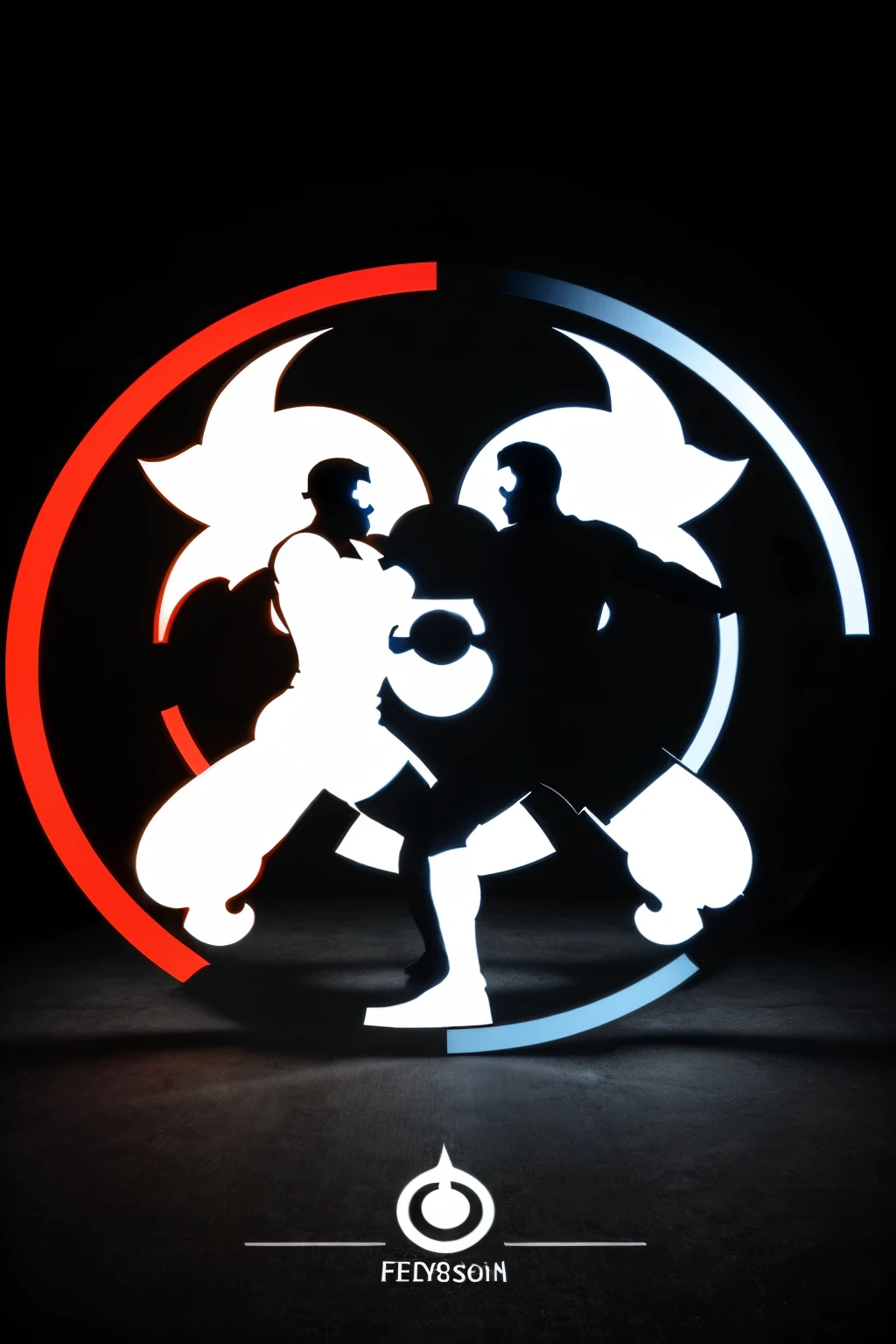 Logo  “BEYOND - PERSONAL FIGHT” que mistura a luva de boxe e o kettlebell, in a rotating circle, similar to the Yin Yang symbol. 