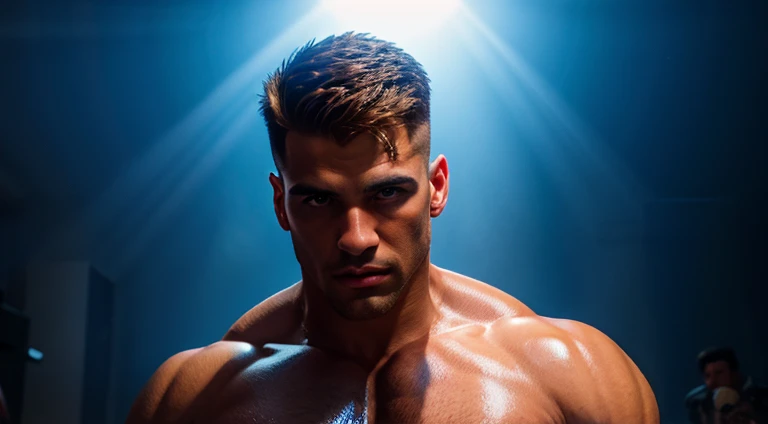 a handsome man, detailed face, beautiful brown eyes, sharp jawline, muscular body, stylish haircut, 1 man, digital art, cinematic lighting, dramatic shadows, hyper realistic, 8k, photorealistic, chiaroscuro, oil painting, vibrant colors, moody lighting, elegant pose, cinematic mood, heroic, powerful, intense, atmospheric, full body