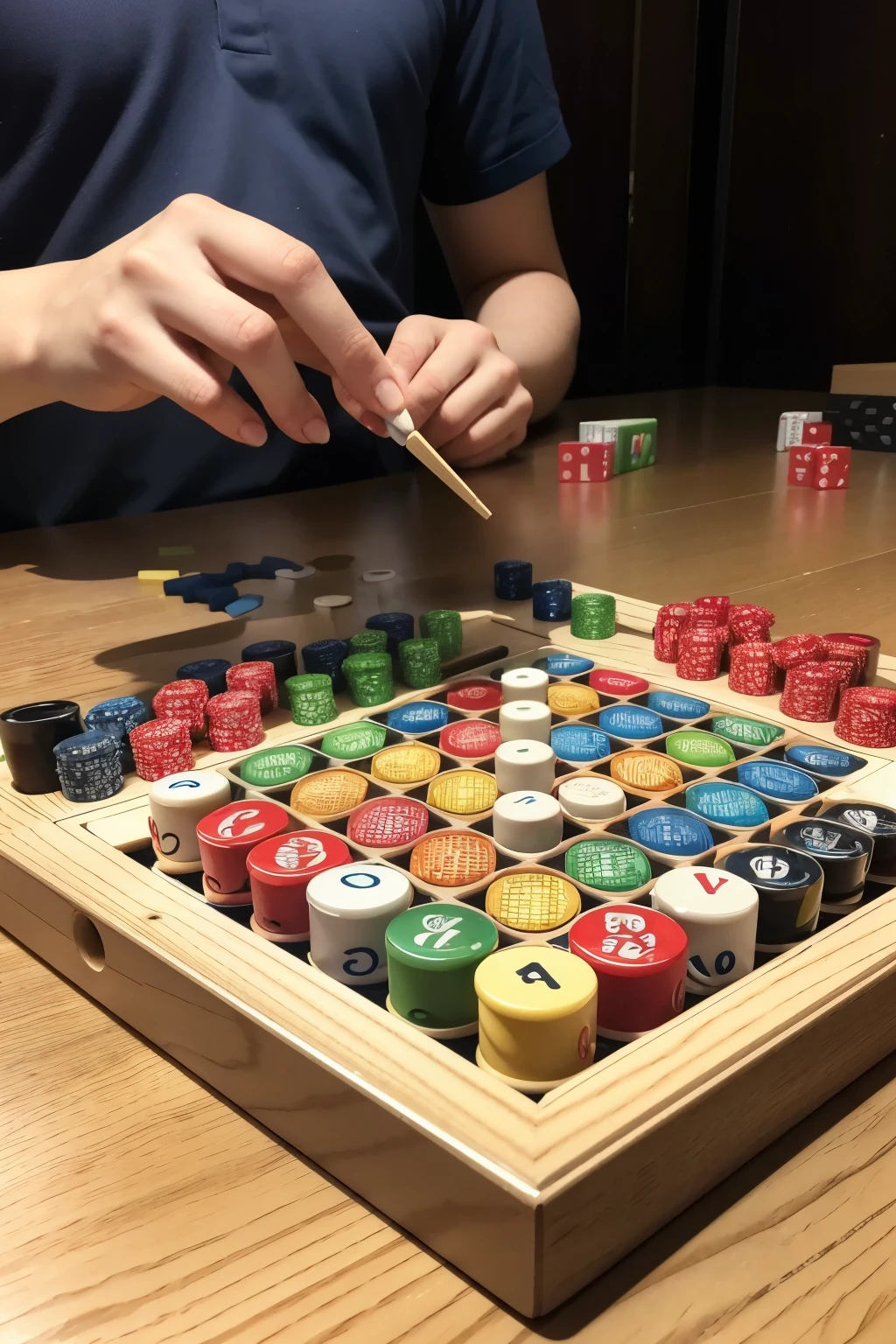 create an image of a board game about psychoactive substances with dice and pegs for opponents