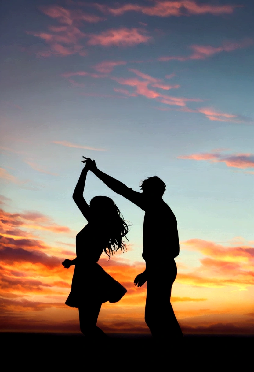 silhouette of a man and woman dancing At sunset, dancing with each other, couple dancing, gorgeous romantic sunset, silhouette over sunset, with sunset, romantic couple, at sunset, man and woman in love, silhouette , at sunset, silhouette!!!, during sunset, flirting, At sunset, romantic!!!, at a beautiful sunset, with a sunset, silhouettes