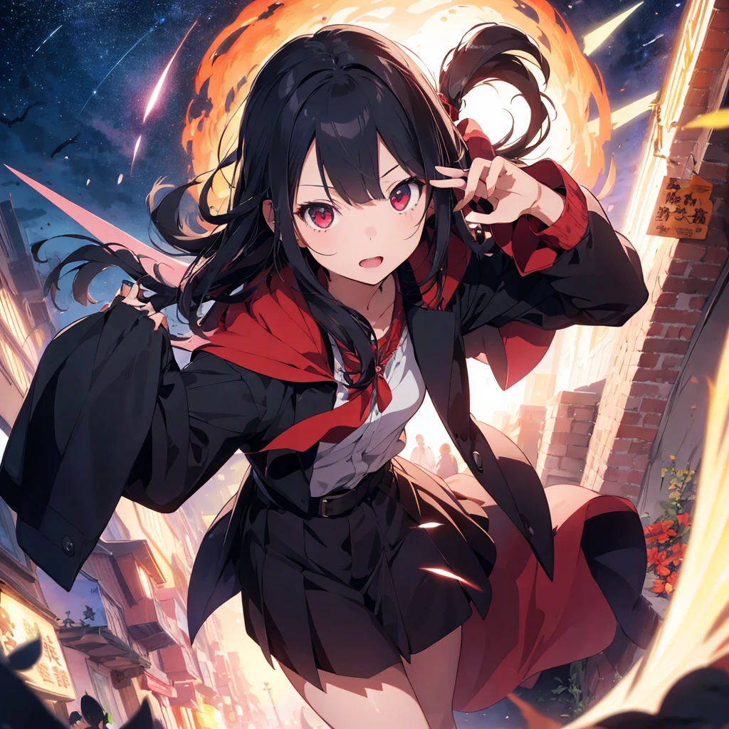 1girl、(masterpiece, highest quality、Official Art、The best composition、Award-winning works), (Thin Hair), Super detailed, Anime Style, alone, full length, Concept Art,Vampire Hunter　Reaper&#39;s Scythe　high school girl, Black Sailor Suit, With the bat. Super huge, Tattered Gauntlets, Tall and stylish,  Very large.、White Background, full lengthに立って, Floating in the sky,17277fbe68,