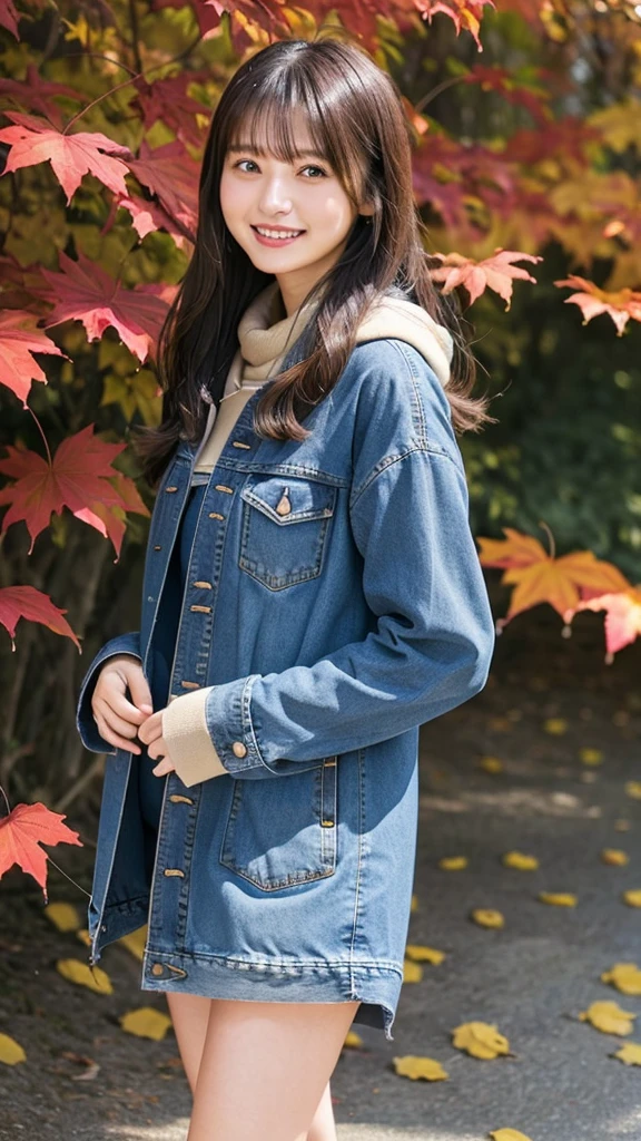 Watching the autumn leaves、Dress(Denim outerwear)、smile、Autumn foliage