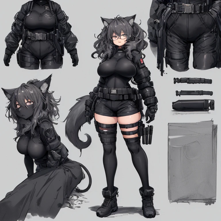 top quality, best quality, High-quality illustrations, masterpiece, super high resolution, detailed background, detailed eyes, shy, absurdres(highly detailed beautiful face and eyes)perfect anatomy(kemono, furry anthro), (((character is grayscale))), streamlined integrated breasts tubes connected to valves on nipples and lead down and behind her torso, smaller waist, full squishy thighs, full wide hips, round full butt, smaller torso, more narrow torso, (((black fur))), (((dark body))), solo, female, kemono, hair, fullbody view, standing up straight, not leaning over, (((detailed eyes))), grey eyes, city, golden hour, plants, (((by bebebebebe))), by buta99, by pgm300, by kishibe, by suurin 2, by sindoll, by secretly saucy, by ANUKI_ex, (((dark grey hair))), (((wavy hair))), (((black fur))), (((no fur pattern))), (((all black body))), (((black body))), feline, cat, glasses, scifi cyberpunk techwear cargo pants with utility straps, techwear crop jacket, harness supports breasts, scifi devices and tactical gear, tech harness, utility focused clothing, scifi tactical cylinder canister attached horizontally to her belt behind her with subtle tubes leading out from each side through her clothing and up to her breasts, high collar top, (((dark grey eyes))), open mouth, facing camera, (((messy hair))), short hair, messy ponytail, full body covered in black fur, freckles on her thighs back and arms, no fluids, (((zzzz-cup size breasts))), (((very large swollen breasts that have difficulty fitting in clothing))), nipple silhouette from clothing, inverted nipples, puffy nipple,