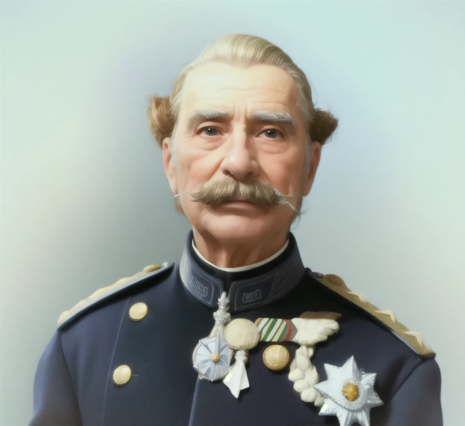 Hombre, ,he is 90 years old ,arrugas tiene frente , tiene bigote
