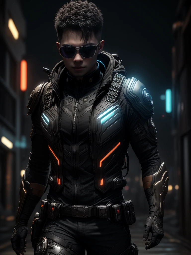 ((PivaArts)) ultra detail, high resolution, ultra detailed, best quality, amazing, top quality, extremely detailed CG unity 8k wallpaper, cinematic lighting, cat fanboy, cyberpunk, dark boy, more detail,