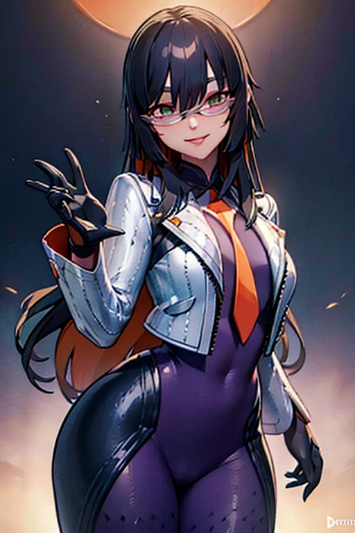 countess Daraku, long hair, glasses, gloves, pants, smile,
BREAK looking at viewer,
BREAK outdoors,
BREAK (masterpiece:1.2), best quality, high resolution, unity 8k wallpaper, (illustration:0.8), (beautiful detailed eyes:1.6), extremely detailed face, perfect lighting, extremely detailed CG, (perfect hands, perfect anatomy)