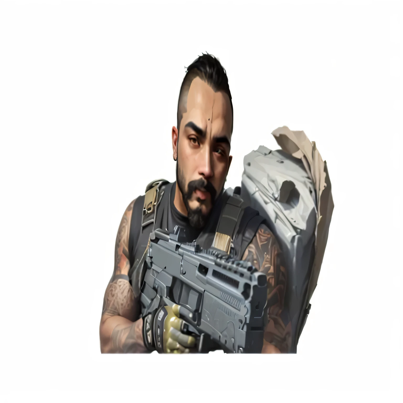 um close de um homem segurando uma arma com fundo preto, Haris Nukem, damn guy, Adar Darnov, inspired by Božidar Jakac, Sam Hyde em Deus da Guerra 4, obra-prima, Mario, specification - head of operations, Aykut Aydogdu, kane do comando & conquistar, Raden Saleh