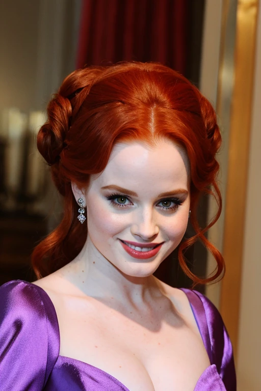 Madelaine Petsch dressed as the Duchess of Edinburgh and a sexy smile.