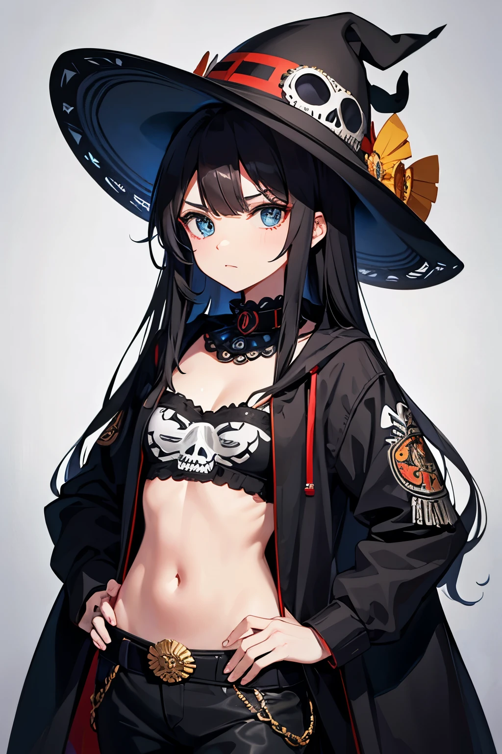 Calavera mexicana con un arma, sombrero