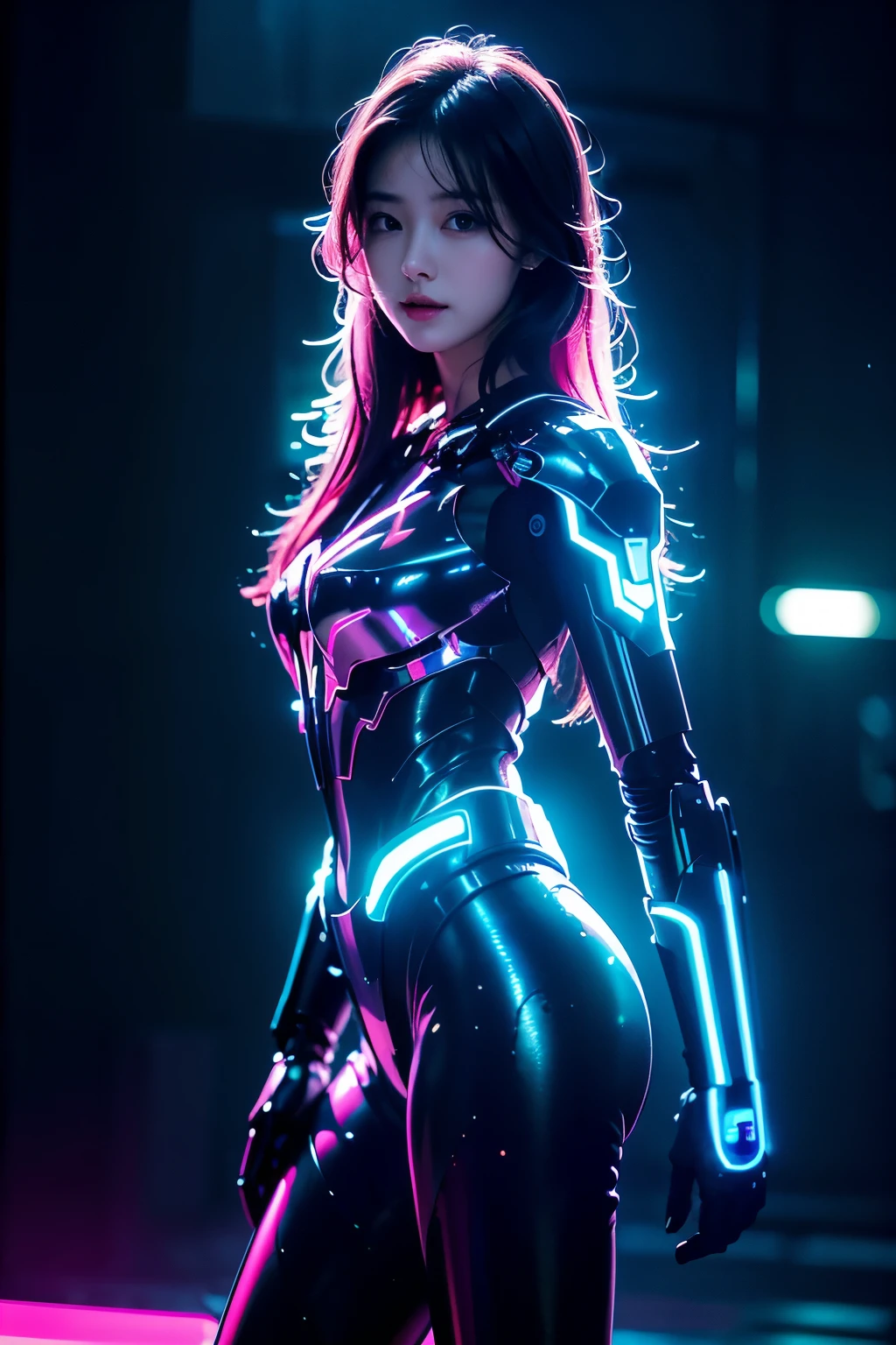 masterpiece, best quality,
1girl,ives girl,Mecha,beautiful lighting,(Neon Light:1.2),(Night:1.5),