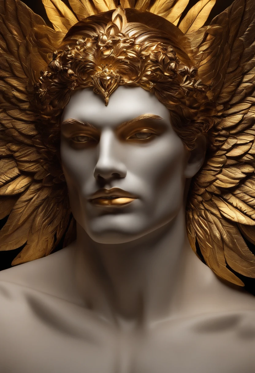 Homem romano realista beleza masculina nariz fino labios carnudos queixo qyadrado diamante. With angel wings on golden heads. Corpo completo virilha volumosa penis grande mala volume sexy