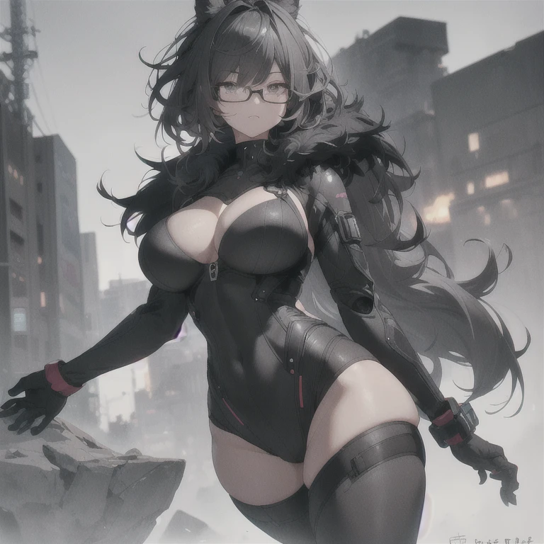 Absurd resolution, high resolution, (masterpiece: 1.4), hyper-detail, 1 woman, pilot suit, scifi near-future styled tactical fullbody space suit, top quality, best quality, High-quality illustrations, masterpiece, super high resolution, detailed background, detailed eyes, shy, cute face, absurdres, (highly detailed beautiful face and eyes), perfect anatomy, (kemono, furry anthro), (((character is grayscale))), smaller waist, full squishy thighs, full wide hips, round full butt, smaller torso, more narrow torso, (((black fur))), (((dark body))), solo, female, kemono, hair, fullbody view, standing up straight, not leaning over, (((detailed eyes))), grey eyes, city, golden hour, plants, (((by bebebebebe))), by buta99, by pgm300, by kishibe, by suurin 2, by sindoll, by secretly saucy, by ANUKI_ex, (((dark grey hair))), (((wavy hair))), (((black fur))), (((no fur pattern))), (((all black body))), (((black body))), feline, cat, glasses, (((dark grey eyes))), open mouth, facing camera, (((messy hair))), short hair, messy ponytail, full body covered in black fur, freckles on her thighs back and arms, (((zzzz-cup size breasts))), (((very large swollen breasts that have difficulty fitting in clothing))), (((massively hyper huge heavy full swollen perky breasts twice as big as her head))), squished breasts, swollen breasts, full breasts, heavy breasts, puffy nipple silhouette from clothing, inverted nipples, puffy nipple,