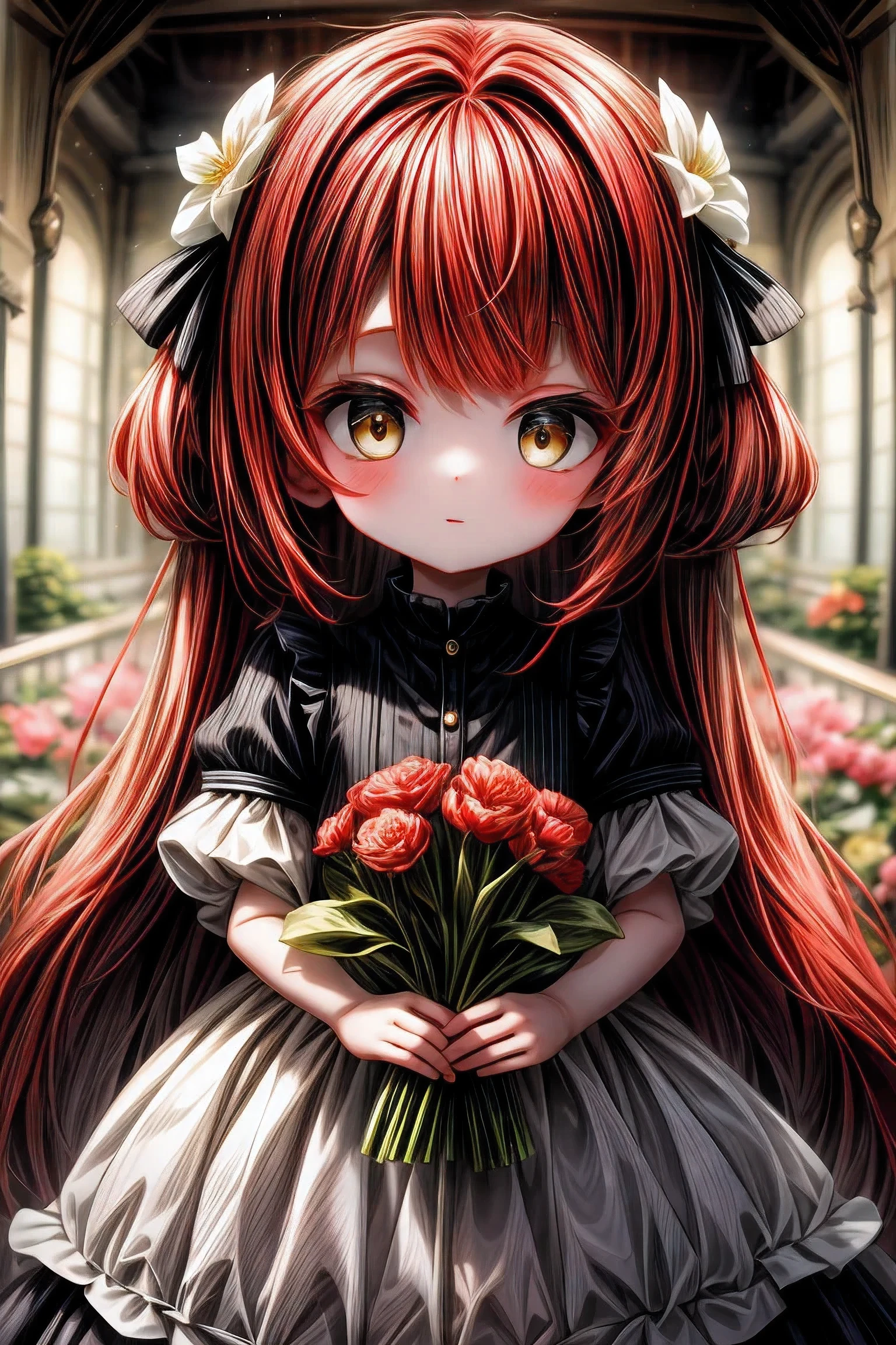 Stunning floral redhead, photo, 8K