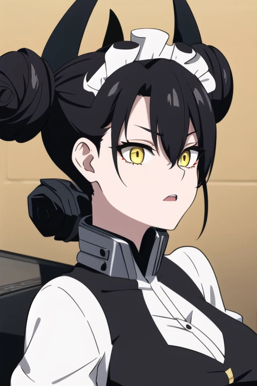 1girl,AgentNormal,double bun,maid,sangvis ferri,yellow eyes, black hair