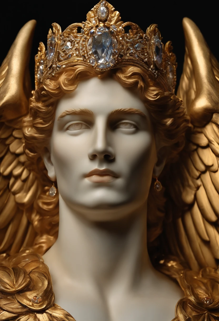 Homem romano realista beleza masculina nariz fino labios carnudos queixo qyadrado diamante. With angel wings on golden heads