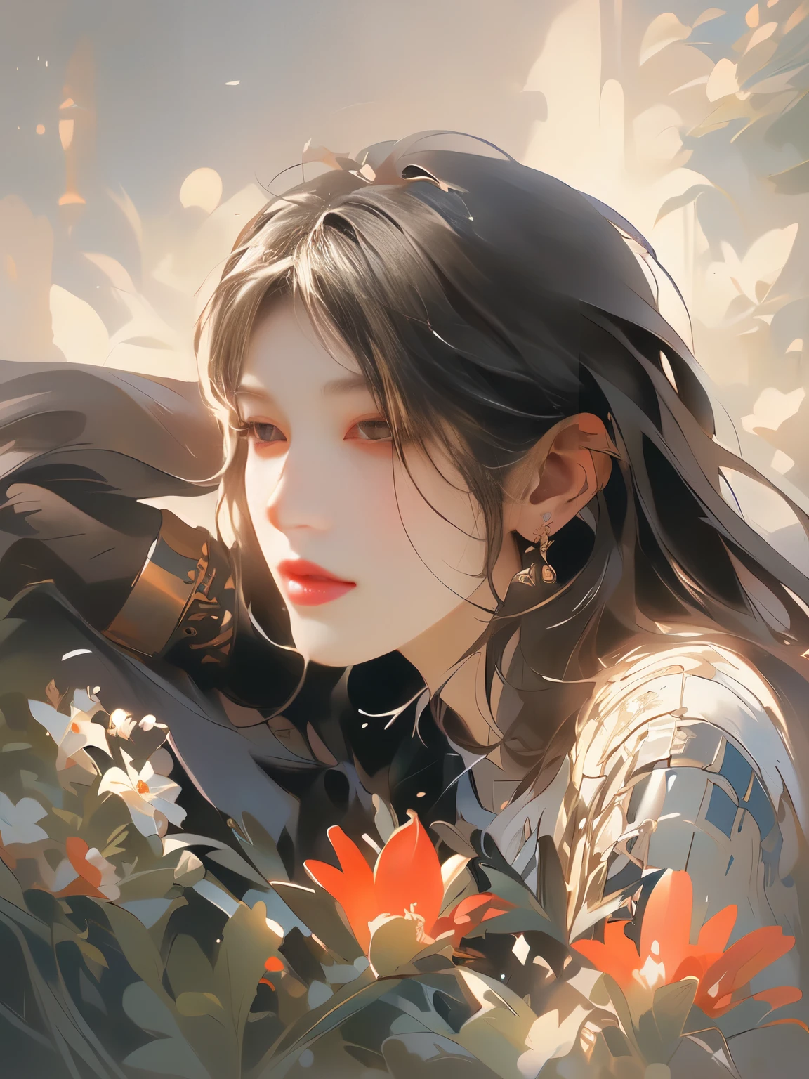 There was a woman sitting on the grass,There are flowers around, author:Yang Jie, author:Li Song, Artwork in the style of Guweiz, author:Chen Lin, by Zeng Jing, inspired by Fenghua Zhong, Beautiful character painting, author:Fan Qi, beautiful Fantasy Art Portrait, Fantasy Art Portrait, Beautiful digital artwork, Fantasy art style, Fantasy Portrait